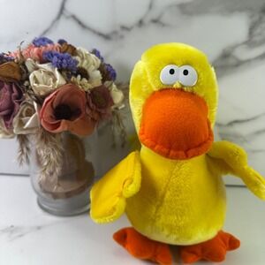 Vintage 1987 Squeezems‎ Yellow Duck Plush Stuffed Toy Fundamental Co Ltd Works